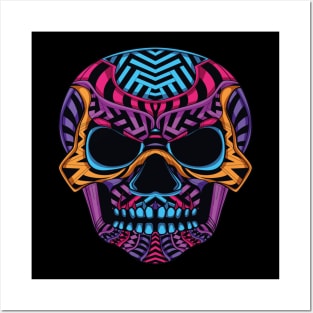 Glow Color Skull Neon Art Posters and Art